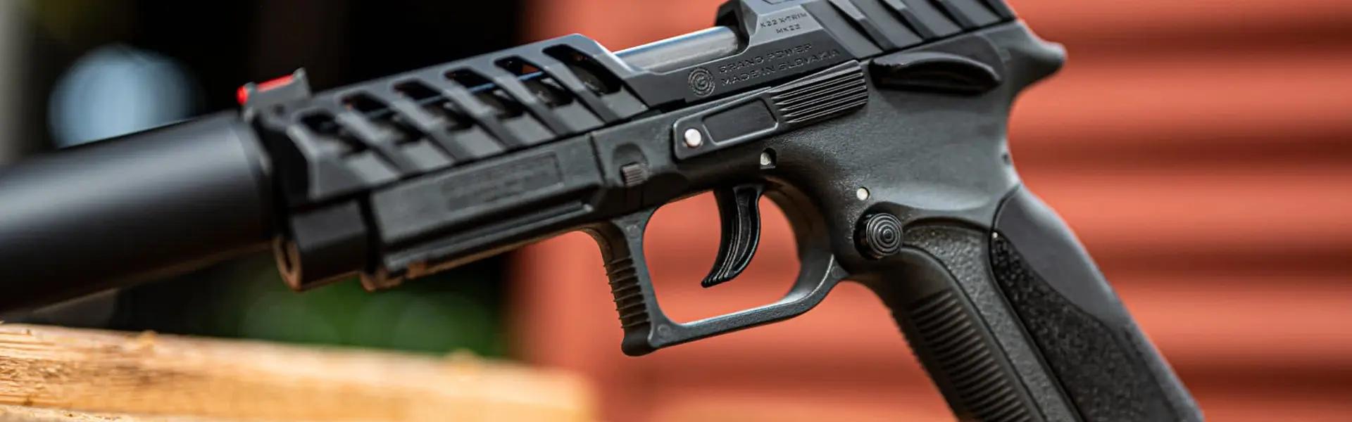 Man aiming Stribog TR22 22LR Semi Auto Rifle